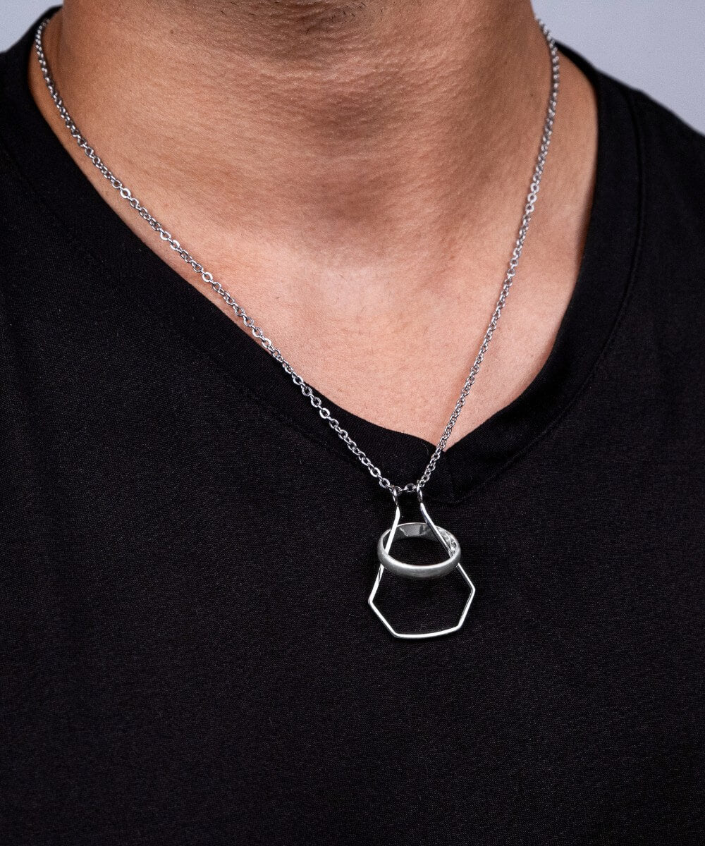 Ring Holder Necklace European And American Fashion Simple Personality  Overbearing Men Street Style Stainless Steel Double Smooth Line Pendant  Necklace M Necklaces - Walmart.com