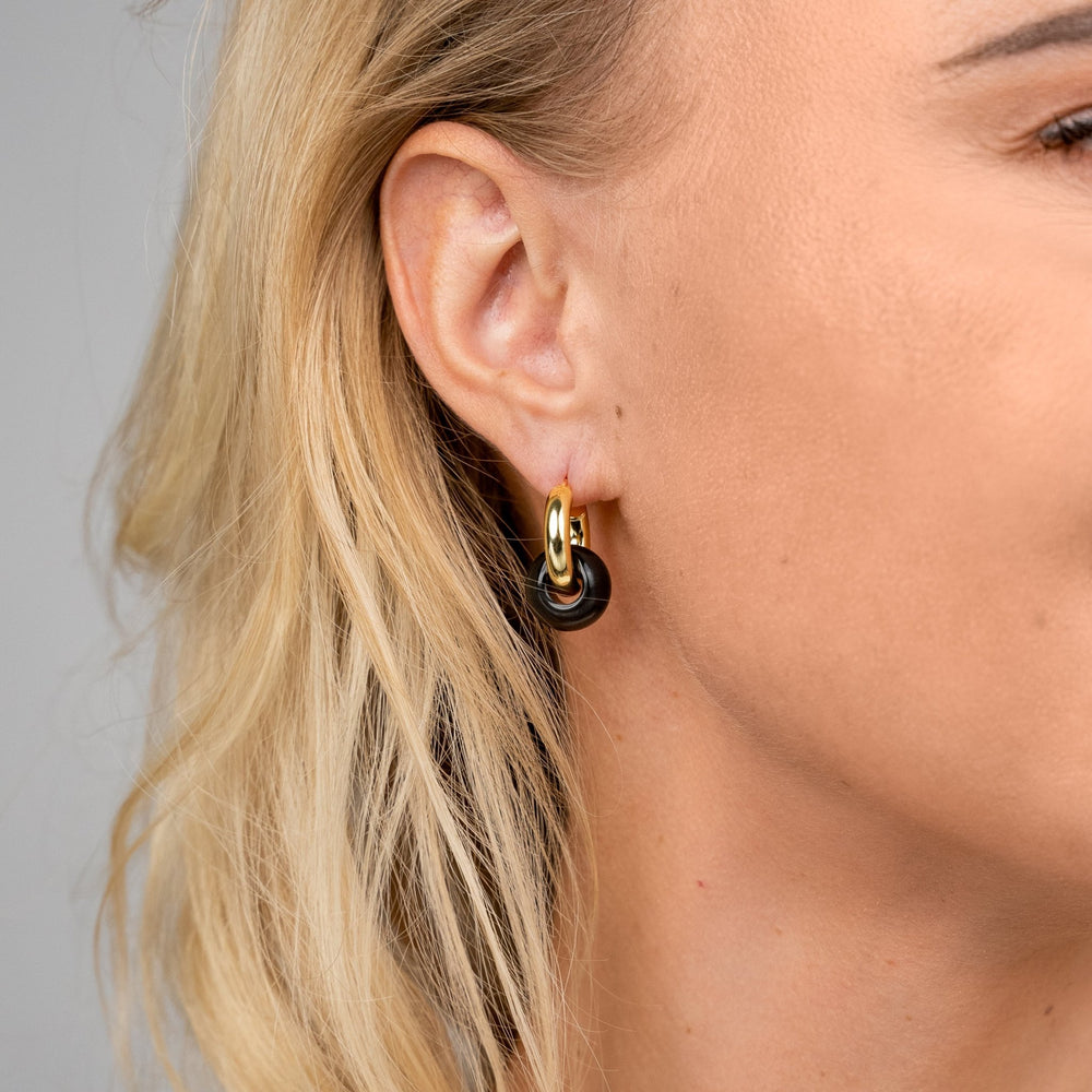 Agate Convertible Hoops | Gold - Pixie Wing -