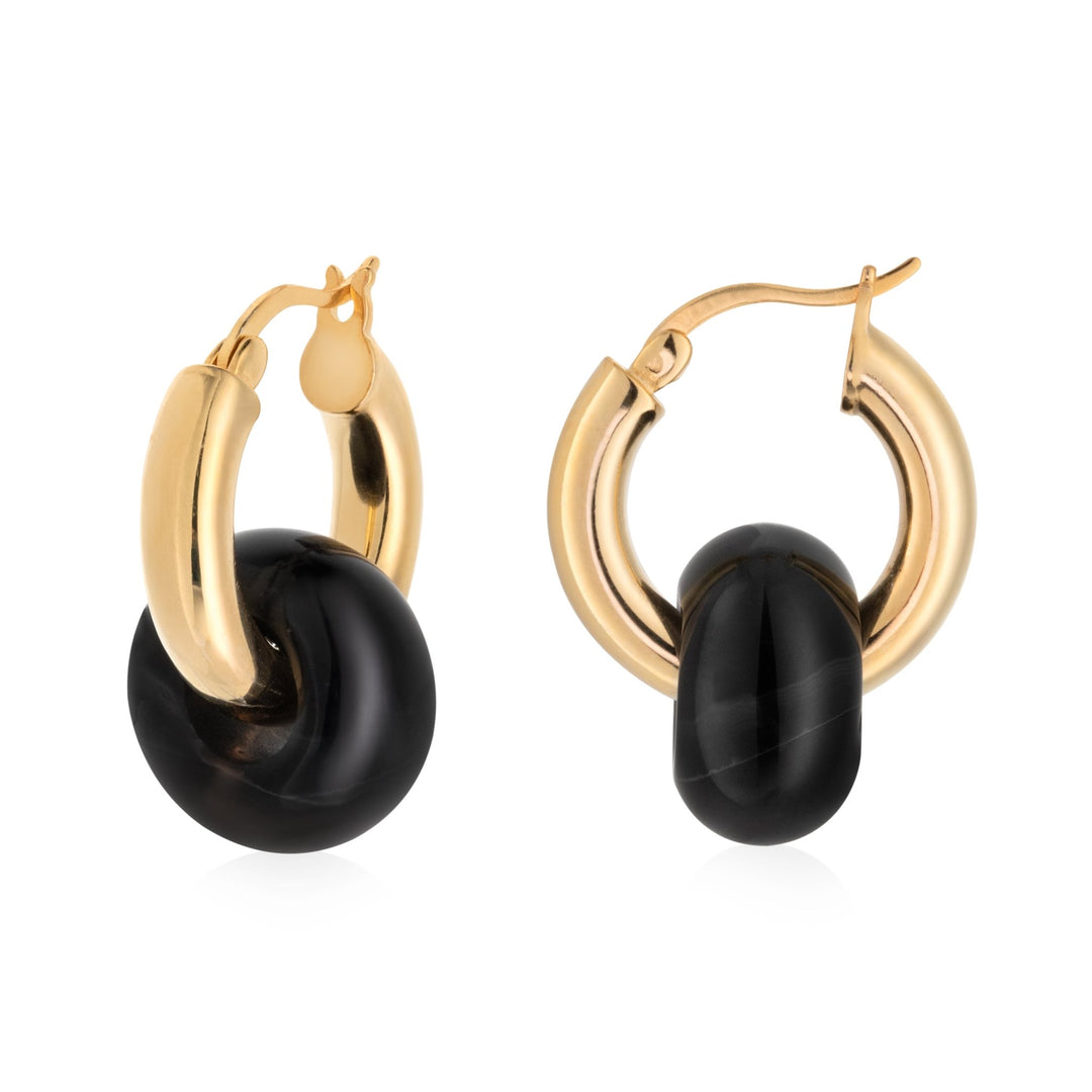 Agate Convertible Hoops | Gold - Pixie Wing -