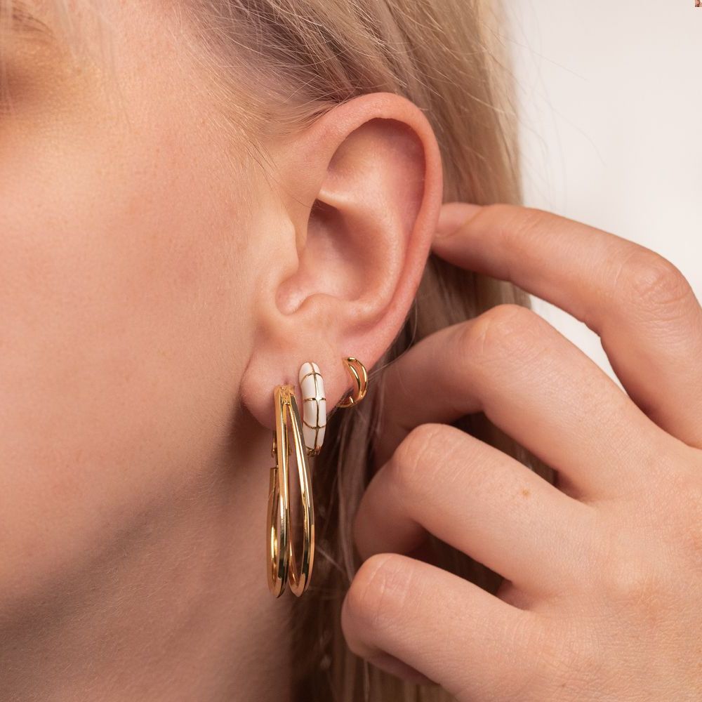 Double Gold Hoops Earrings - Pixie Wing -