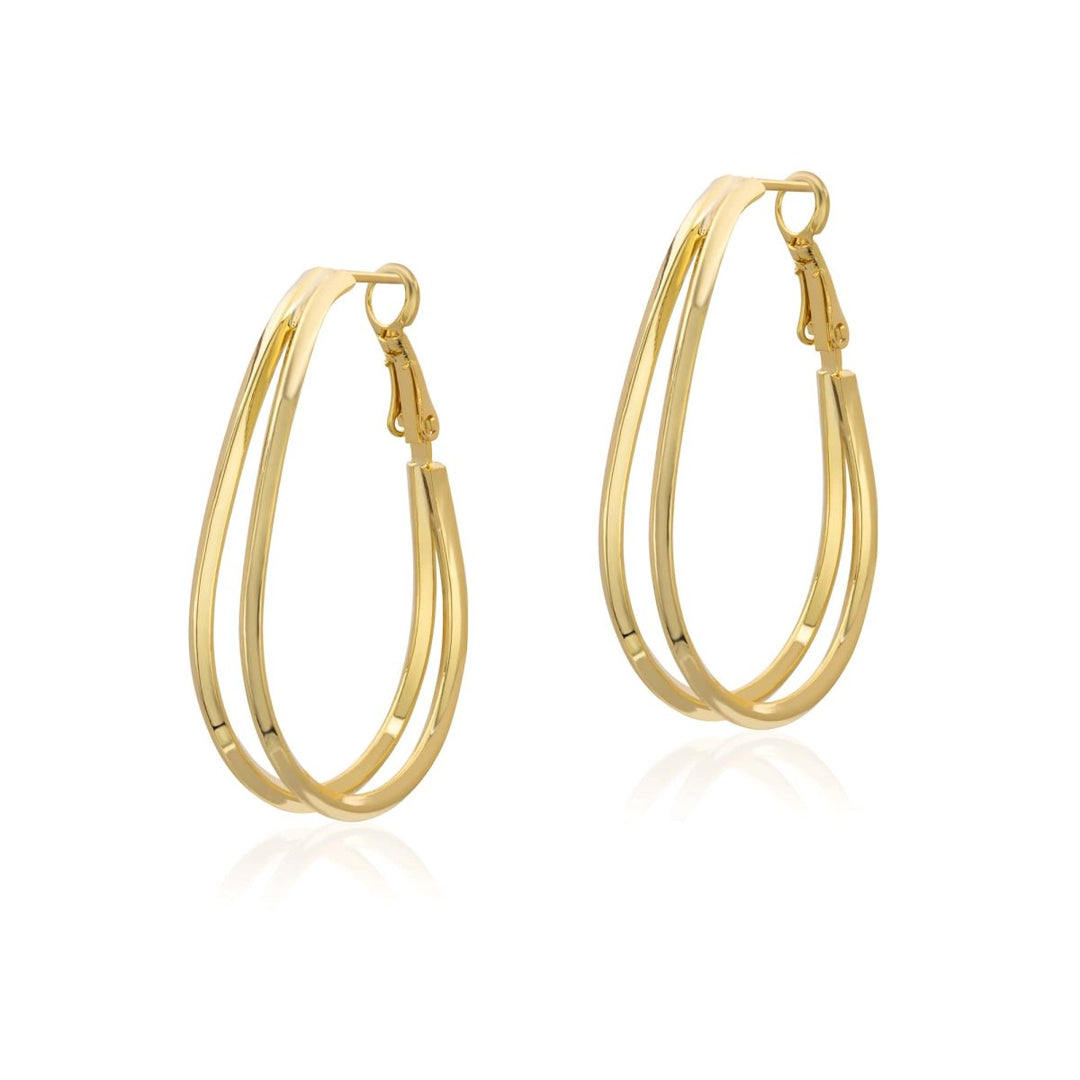 Double Gold Hoops Earrings - Pixie Wing -