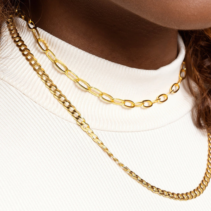 Flat Curb Chain Necklace | Gold - Pixie Wing -