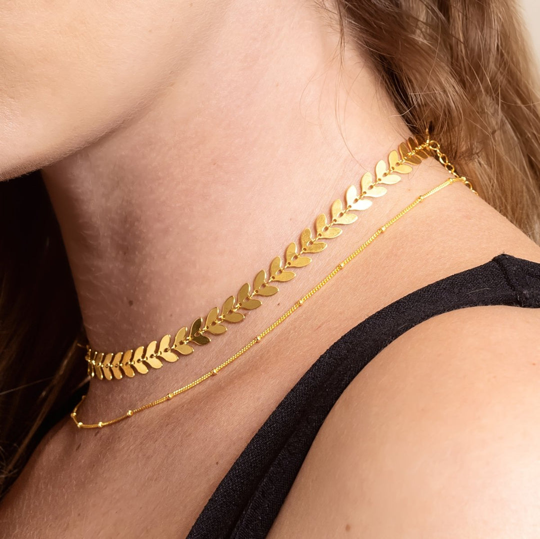 Leaf Chain Necklace | Gold - Pixie Wing -