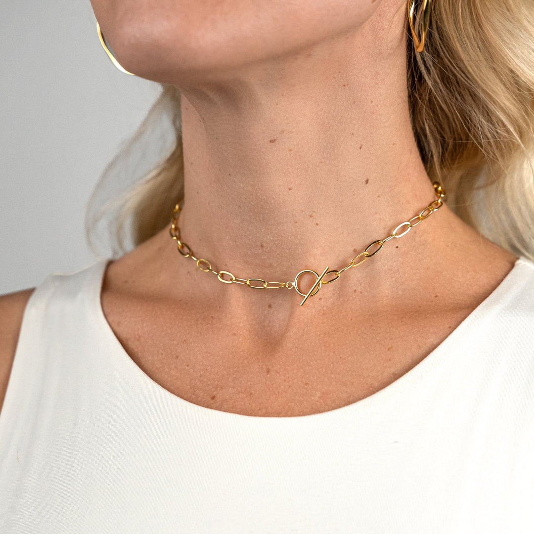 T-Bar Bold Link Necklace | Gold - Pixie Wing -