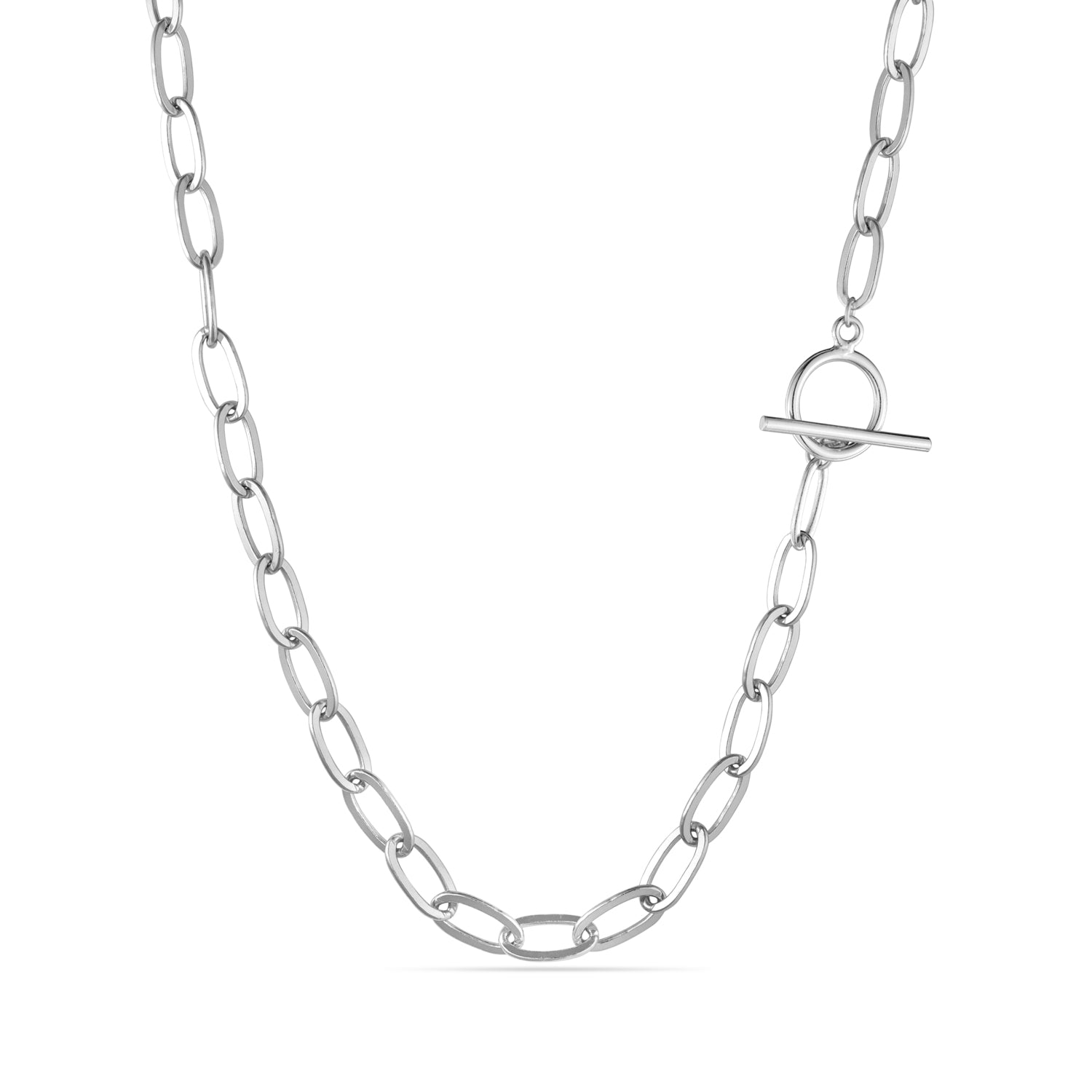 Sterling Silver 7.5mm TwistedLink Figaro Belcher T Bar Necklace 20 Inch -  7317596 - TJC
